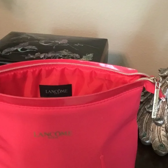 Lancome Red Cosmetic Bag with Eiffel Tower Accent - Picture 3 of 7